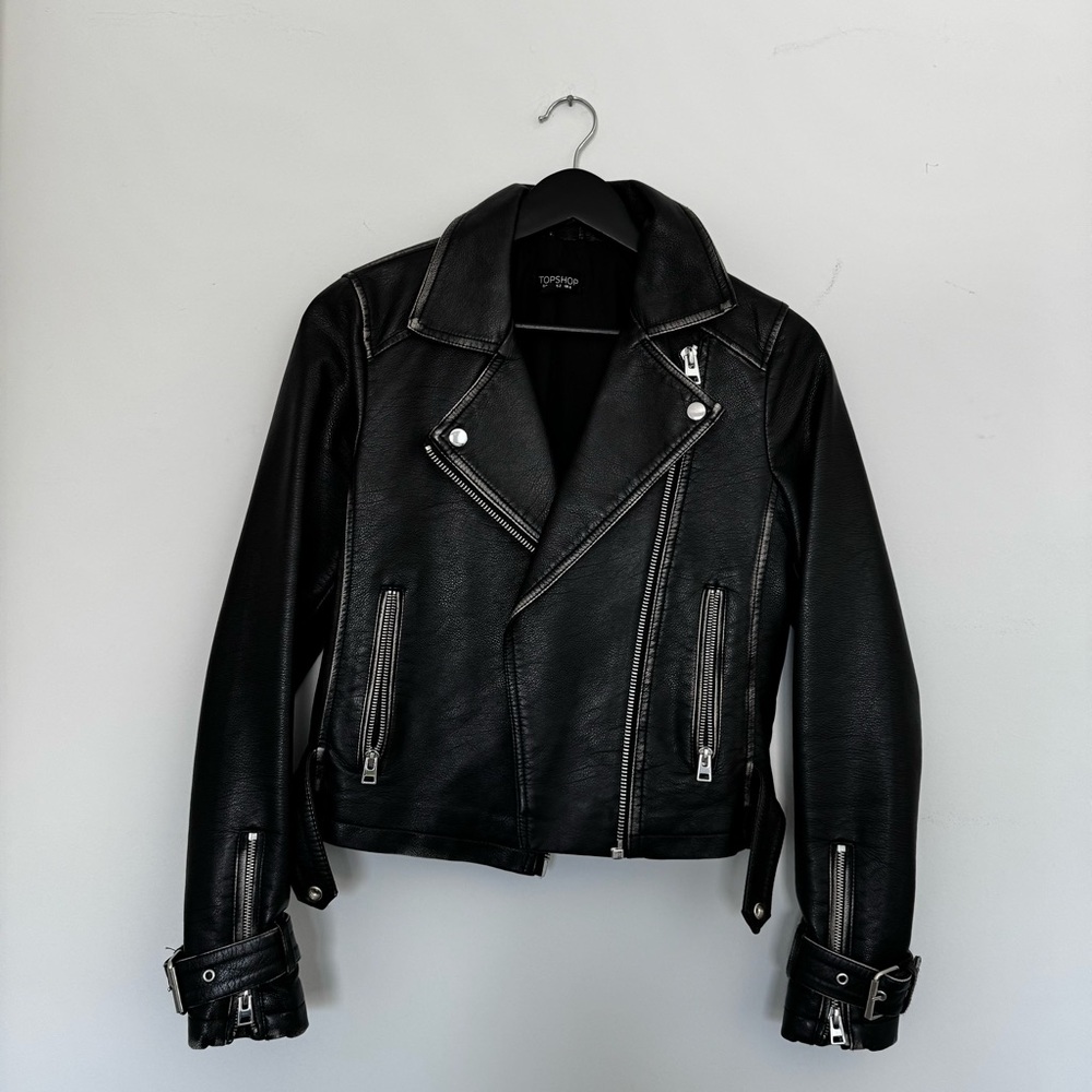 Distressed leather jacket